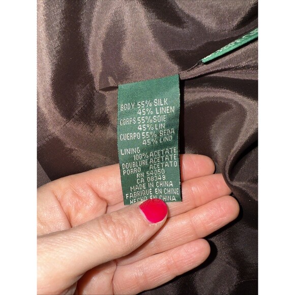 Vintage Lauren Ralph Lauren Brown Linen Silk Blazer Jacket Womens 14 Old Money - Picture 16 of 16